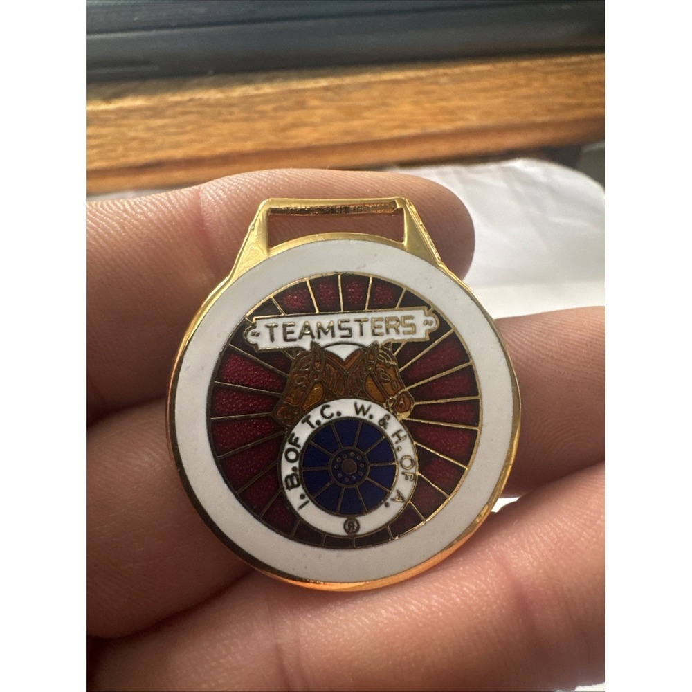 Vintage IBOFTCW &H Of A. TEAMSTERS Metal Key Chain Ring WATCH Fob